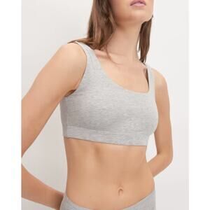 EVERLANE Women's Cotton Tank Bra XS Heather Grey Scoop Neck NWOT